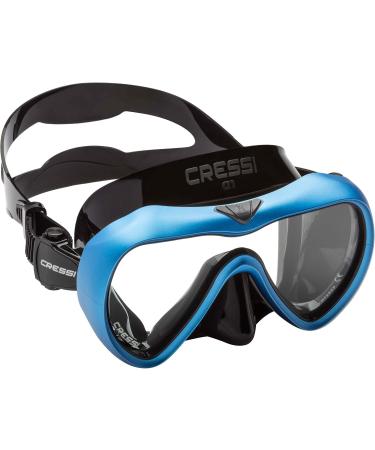 Cressi Anti-Fog Wide View Single Lens Scuba Diving and Freediving Mask: A1: Designed in Italy Black/Blue Clear Lens - Buy Online on GoSupps.com