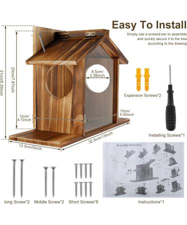 Garden Squirrel Feeder Wooden Squirrel Feeder House Large Capacity Squirrel Feeding Stations Easy to Fill Chipmunk Feeding Platform for Corn Peanuts Outside 32.5x12.5x21cm - Buy Online on GoSupps.com