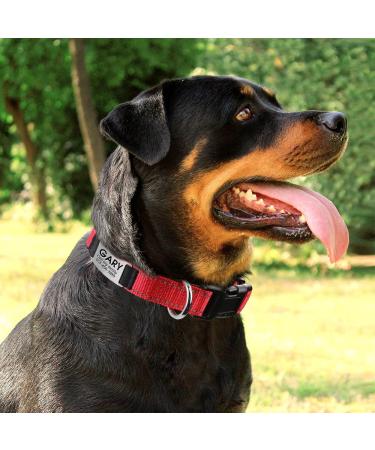 Joytale Personalized Reflective Nylon Dog Collar | Engraved Custom Name Plate | 12 Colors & 5 Sizes | for Puppy Small Medium Large Dogs | Red - Large (1.0 x 16-24) - Buy Online on GoSupps.com