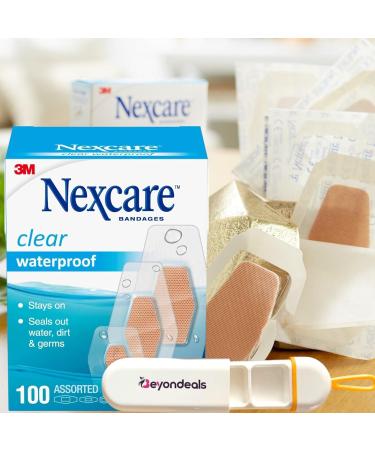 Waterproof Assorted Bandages 100 Pack | Clear Wound Covering & Beyondeals Portable Pills Box - Flexible Breathable Sports-Ready - Buy Online on GoSupps.com