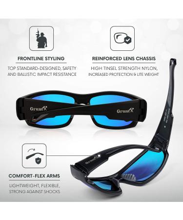 GruntX Ballistic Shooting Safety Glasses & Sunglasses Gift Pack - Polarized & Clear Lenses - Blue/Clear + Molly Pouches - Buy Online on GoSupps.com