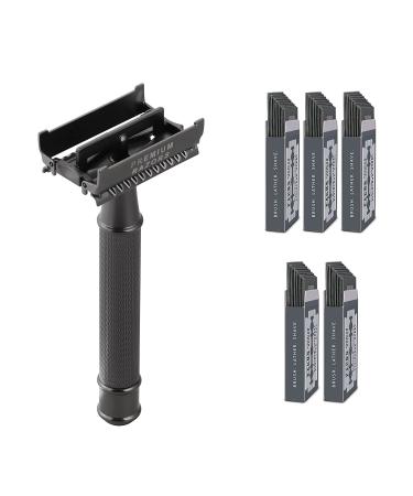 Fac n Vintage Long Handle Double Edge Safety Razor + 50 Platinum Japanese Stainless Steel Blades - Butterfly Open Shaving Razor for Smooth Wet Shaving - 200+ Shaves - Buy Online on GoSupps.com