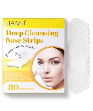 Nose Strips 80 Packs Blackhead Remover Pore Strips Blackhead Pore Strip Deep Cleansing Nose Strips for Clearer Skin White