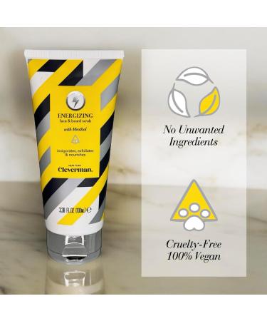 Cleverman Face and Beard Scrub 100ml | Invigorating Peppermint Cleanser for Calm Skin & Exfoliation | Nourishing Organic Triple-Oil System | Energizing 3.38 Fl Oz - Buy Online on GoSupps.com