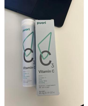Puori C3 Vitamin C Supplement for Immune and Antioxidant Support - 20 Servings x 2 Packs - Vitamin C Zinc Yerba Mate Ginseng Helps Fight Fatigue and Supports Cognitive Function - Buy Online on GoSupps.com