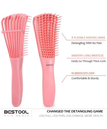 Bestool Detangling Brush for Black Natural Hair - Faster & Easier Detangle for Curly, Afro Hair - Gentle on 3/4abc Textures - Wet or Dry - Pain-Free - Pink - Buy Online on GoSupps.com