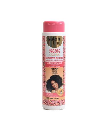 Salon Line Conditioner S.O.S Cachos Extrato de Mel Nutritivo 300 Ml ( Honey and Coconut Oil 10.1 OZ - Moisturizing - Nutrition - Shine and Softness Curl Girl Method