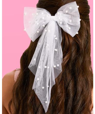 xo Fetti Pearl White Hair Bow Bachelorette Party Decorations - Bride to Be Bridal Shower Gift & Bridesmaid Favors - Buy Online on GoSupps.com