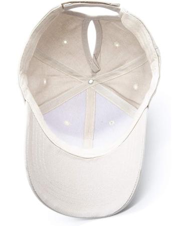 Ruyosn Women's High Ponytail Cap - Summer Cotton Sun Protection Hat in Beige | Stylish Hip Hop Fashion for Outdoor Activities - Buy Online on GoSupps.com