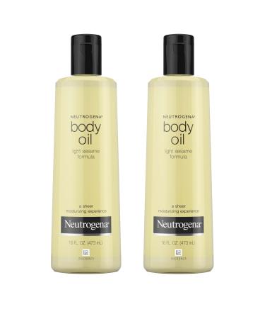 Neutrogena Body Oil Light Sesame Formula, Twin Pack of 16 fl oz, Radiant Glow Moisturizer for Dry Skin, Bath & Shower Oil For Smooth and Hydrated Skin 16 Fl Oz (Pack of 2)