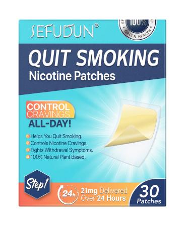 Quit Smoking Nicotine Patches, Step 1 to Quit Smoking, 21mg Delivered Over 24 Hours, Nicotine Transdermal System Patch, Smoking Aid to Help Quit Smoking 30 Patches. Step1-30PC
