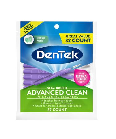 DenTek Slim Brush Interdental Cleaners Extra Tight Mouthwash Blast 32 Count