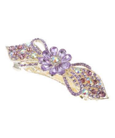 Didiseaon Hair Clip Rhinestones Barrettes Tiara Rhinestone Bobby Pins Barrettes for Women Ponytail Metal Hair Miss Purple Metal Hair Clips