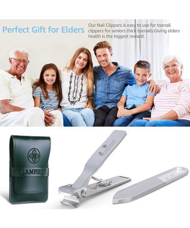 GLAMFIELDS Nail Clippers  17mm Wide Jaw Opening Toenail Clippers for Seniors Thick Toenails/Ingrown Toenail Treatment  Heavy Duty Fingernail Clipper for Manicure  Pedicure  Men & Women Big(Silver) A-Silver - Buy Online on GoSupps.com