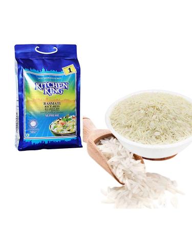 Kitchen King Basmati Rice - 10 LB Bag - World's Longest and Always Fluffy NON-GMO Aged Rice - Buy Online on GoSupps.com