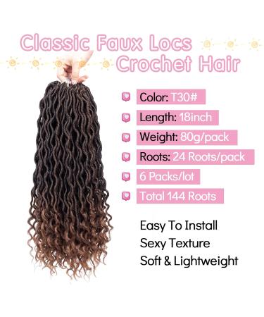 Karida Goddess Locs Crochet Hair 18 Inch 6 Packs Wavy Faux Locs T30 for Black Women - Curly Ends - Pack of 6 - Buy Online on GoSupps.com