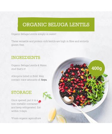 Mr Organic Beluga Lentils 12 x 400g - Non GMO, Preservative Free, Vegan - Ideal for Home Cooking - Buy Online on GoSupps.com