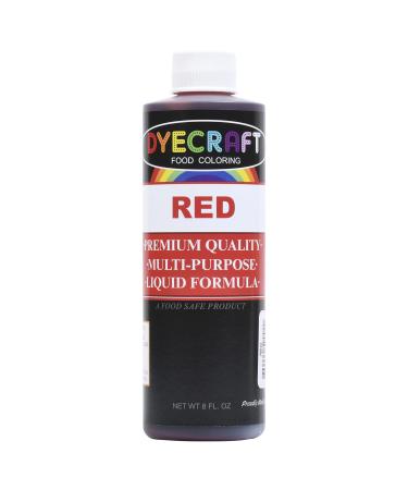 DyeCraft Red Food Coloring (LARGE 8 oz Bottle) Odorless, Tasteless, Edible - Perfect for Baking, Cooking, Arts & Crafts, Decorations and More