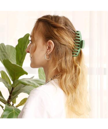 Tocess Large Hair Claw Clips for Women - Strong Hold 4.33 Inch Matte Clips (4 Pcs) - Ideal for Thin, Thick, Curly Hair - Black, Khaki, Pink, Green - Buy Online on GoSupps.com