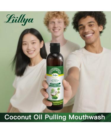 Liillya Organic Coconut Oil Pulling for Teeth and Gums with 6 Essential Oils & 3 Vitamins Natural Mouthwash for Fresh Breath Gum Health Oral Hygiene Alcohol-Free Fluoride-Free 8 oz - Buy Online on GoSupps.com