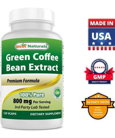 Best Naturals Green Coffee Bean Extract 800mg - 120 Vcaps - 100% Pure & Natural - Buy Online on GoSupps.com