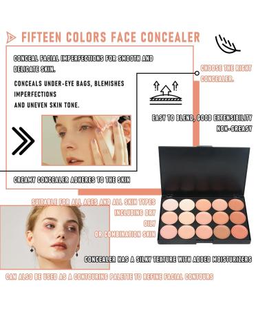 15 Colors Concealer Makeup Palette - Full Coverage Color Corrector & Contour Cream with Foundation Brush | Shop Internationally - Buy Online on GoSupps.com