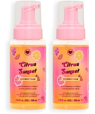 I Heart Revolution Citrus Sunset Shower Foam Mousse de Douche l Acide Hyaluronique Extraits d Orange & Citron Vegan & Cruelty-Free 250ml (Lot de 2) 250 ml (Lot de 2)