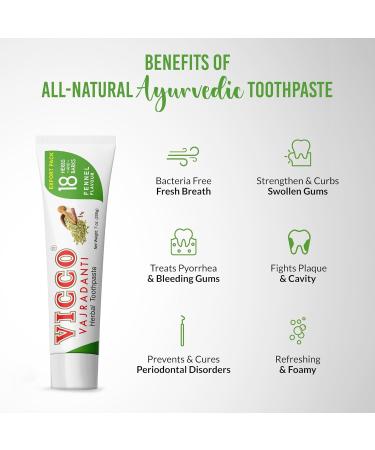 Buy Vicco Vajradanti Herbal Toothpaste Fennel Flavour - 100% Natural Vegan & Cruelty-Free | 18 Herbs Astringent & Analgesic | Pack of 3 x 7oz - International Shipping Available - Buy Online on GoSupps.com