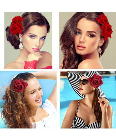 4pcs Rose Hair Clips for Women | Elegant Hair Accessories for Weddings & Flamenco Dancers - Buy Online on GoSupps.com