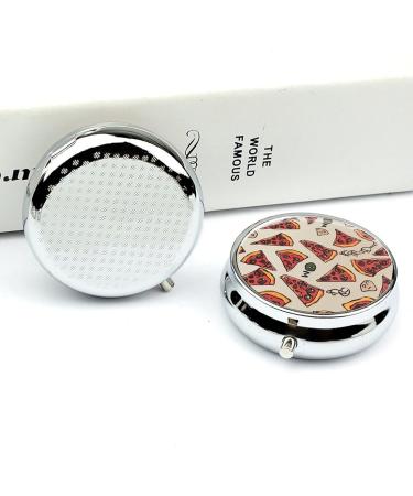 Pill Box Travel Organizer - 3 Compartment Portable Medicine Case with Pizza Pattern - Perfect for Purse & Pocket - Buy Online on GoSupps.com