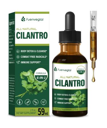 Cilantro Drops for Body Detox & Cleanse Cilantro Tincture Natural Supplement Support Immune with Garlic Dandelion Spirulina Selenium Burdock Blend. 2oz Original 2 Fl Oz (Pack of 1)