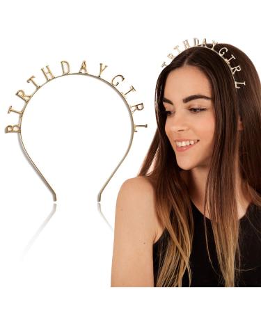 Magic Gold Birthday Girl Headband Headpiece - Girls Party Hair Accessories For All Hair Types - Birthday Headband Decorations - Metallic Gold Crown For Selfies And Virtual Parties (Gold)