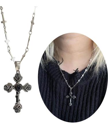 Oralgo Heart Rose Necklace - Unique Gothic Style Cross Trailer Jewelry for Collarbones - Buy Online on GoSupps.com