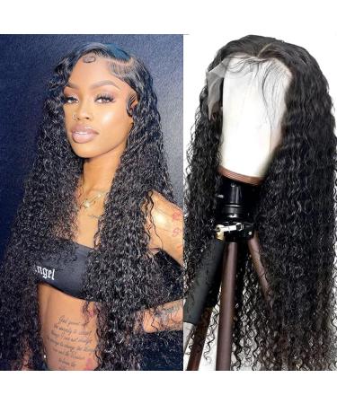 Water Wave Lace Front Wigs Human Hair Pre Plucked 13 4 HD Transparent Lace Frontal Wigs Human Hair 180% Density Water Wave Frontal Wig Brazilian Virgin Wet and Wavy Human Hair Wigs for Black Women 28inch 28 Inch