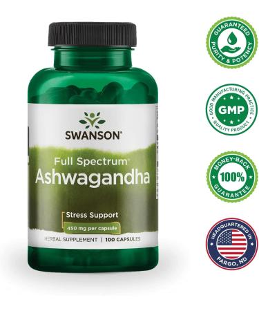 Swanson Ashwagandha 450 mg - 100 Capsules | Natural Stress Relief & Energy Boost - Buy Online on GoSupps.com