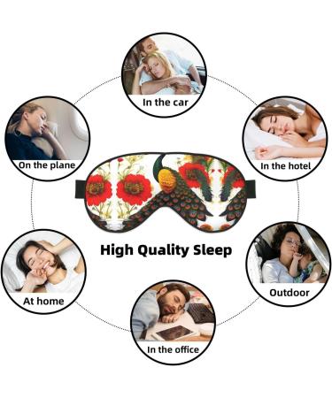 Peacock Red Flower Eye Mask - Soft Adjustable Sleep Mask for Men & Women | Comfortable Nighttime Eye Cover - Buy Online on GoSupps.com