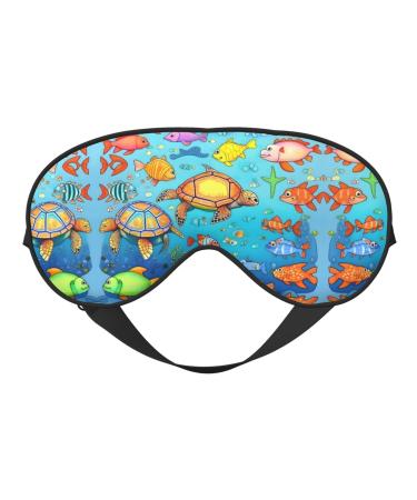 Sleep Masks Silky Turtle and Fish Eye Cover Soft Satin Blindfold Elastic for Women Man Travel Nap - Silent Night Stars