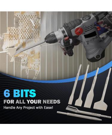 ZELCAN Chisel Set with SDS Plus Shanks  6pc Masonry Concrete Drill Bit Set  Tile Grooving Scraping Flat Point Scaling Chisels 40Cr Steel Rotary Hammer Drill Tool Kit SDS Plus Bits for Home Improvement - Buy Online on GoSupps.com