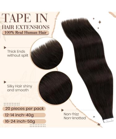 Buy Hetto Tape In Extensions - Real Hair Darkest Brown #2 30cm 40g - Smooth & Easy Application for Hair Recovery - Buy Online on GoSupps.com