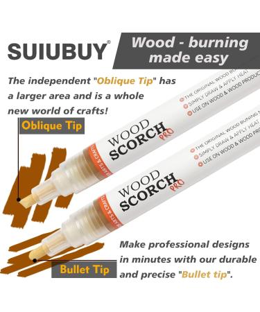 SUIUBUY 2 PCS Chemical Wood Burning Pen Marker  Wood Scorch Pen - Heat Sensitive Marker for Wood and Crafts - Equipped with Oblique Tip and Bullet Tip for Easy Use - New Formula - Buy Online on GoSupps.com