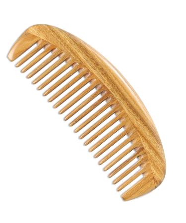 Onedor Handcrafted Green Sandalwood Wooden Comb - 100% Natural Anti-Static and Scented Hair Detangler for Men and Women (Oval Fine Tooth Comb)