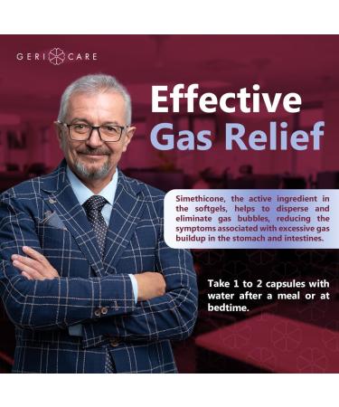 GeriCare Simethicone 125mg Extra Strength Gas Relief Softgels Relieves Stomach Pressure Bloating and Fullness 50 Count (Pack of 1) - Buy Online on GoSupps.com