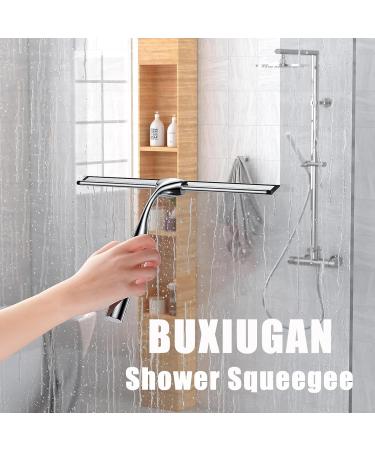 Shower Squeegee Bathroom Window Glass Squeegee All-Purpose Silicone Blade Window Glass Wiper Tools Raclette Douche for Doors Window Car Mirror Glass Ceramic Wall with Hook(10 inch Silver) - Buy Online on GoSupps.com