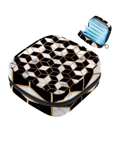 Storage bags for women's bandages golden line geometric pattern black / white portable menstrual pad bag panty liner tampons women's bandages storage holder for women school multi-colored 06