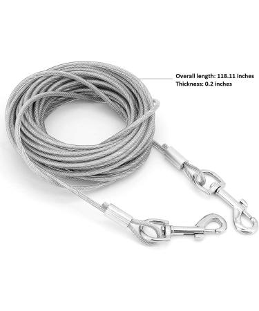 KOMUNJ 9.84ft Chew Proof Dog Tie Out Cable Steel Wire Double Heads Leash for Outdoor Walking & Camping - Small, Medium, and Large Dogs - Buy Online on GoSupps.com