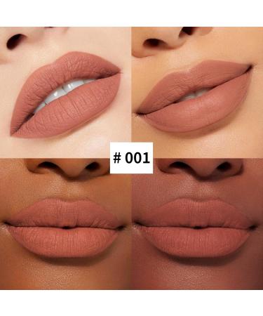2Pcs Matte Liquid Lipstick & Lip Liner Set - Waterproof High Pigmented Long Lasting Nude Brown #001 - Shop Internationally - Buy Online on GoSupps.com