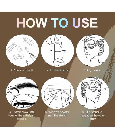 Stamp Eyebrow Stencil Kit | Waterproof Brow Stamp Shaping Kit with 10 Reusable Stencils - Medium Brown - Buy Online on GoSupps.com
