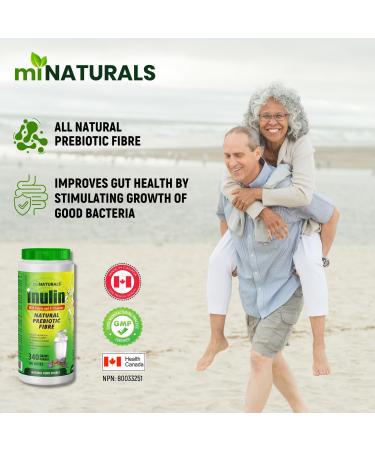 miNATURALS Pure Inulin Fiber Powder - Natural Prebiotic Fibre Supplement (340g - 106 Doses) - Folate and B Vitamins - Buy Online on GoSupps.com