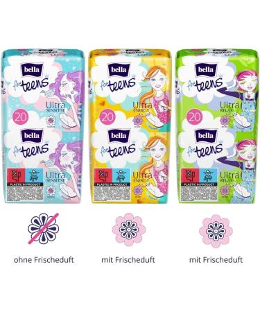 Buy Bella Ultra Binding Sensitive Pads for Teens | 6-Pack (20 Pieces Each) - Ultra-Thin Fragrance-Free with Wings - Buy Online on GoSupps.com