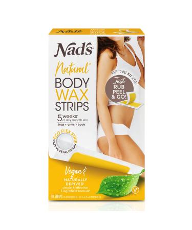 Nad's Body Wax Strips - Natural All Skin Types - Wax Hair Removal For Women - At Home Waxing Kit With 30 Body Waxing Strips & Post Wax Oil.0, 1.0 Count Body Wax Strips Natural